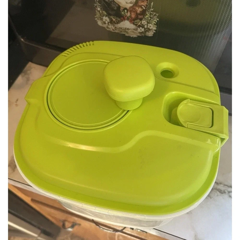 Salad Spinner Clear/Green Easy Handle For Washing Salad, Fruits &‎ Veggies